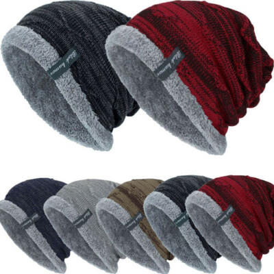 

US Men Women Cable Knited Fleece Warm Winter Wool Slouchy Beanie Hat Cap Baggy