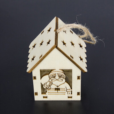 

LED Light Wood HOUSE Cute Christmas Tree Hanging Ornaments Holiday Decoration