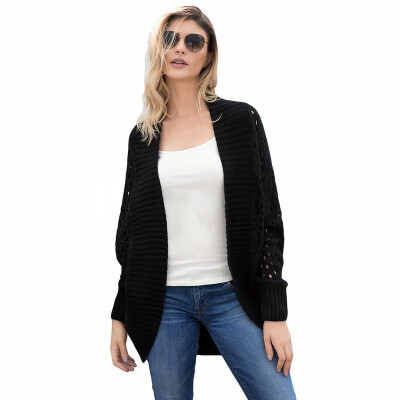 

Cutout Long Sleeve Cardigan Sweater Ribbed Knit Loose Sweater