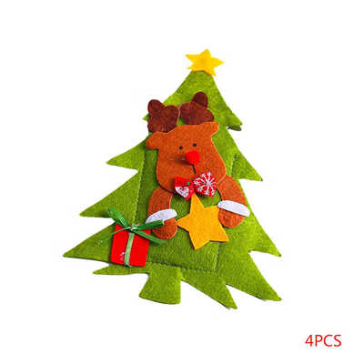 

Christmas Xmas Tree Reindeer Fork Cutting Utensil Spoon Case Sleeve Protector Clothes Bag Tableware Decoration