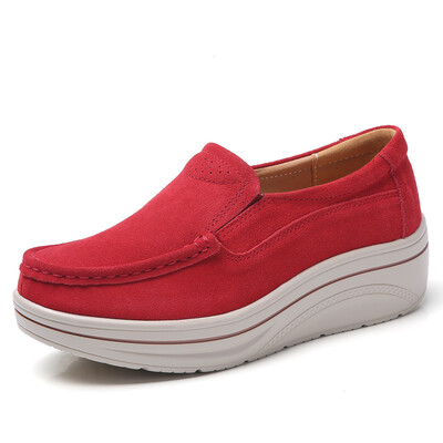 

LZJ 2019 Spring women flats shoes platform sneakers shoes leather suede casual shoes slip on flats heels creepers moccasins 3088