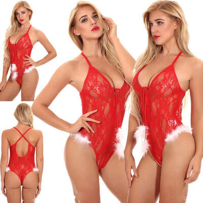 

Sexy Christmas Sleepwear Underwear Women Lingerie Babydoll Dress Red Suit
