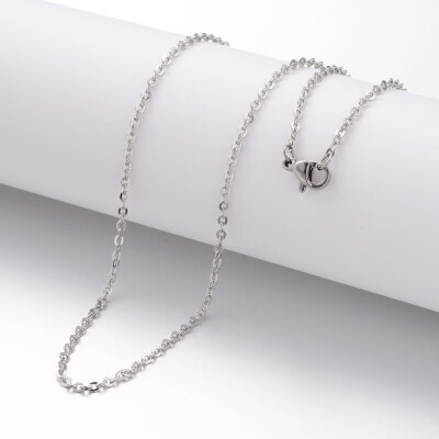 

304 Stainless Steel Necklace Making Cable Chains with Lobster Clasps Stainless Steel Color 1575"400mm 2mm