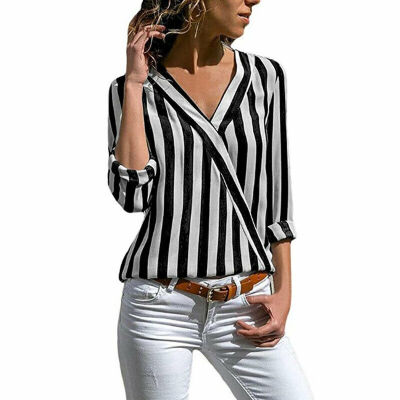 

Fashion Womens Long Sleeve Striped Loose Blouse Casual Shirt Tops T-Shirt Autumn