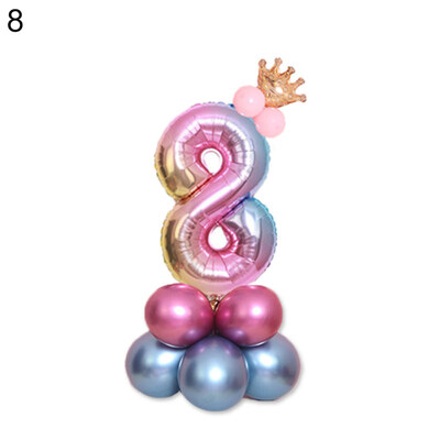 

0-9 Number Crown Foil Latex Balloon Balls Birthday Party Wedding Decor Supplies
