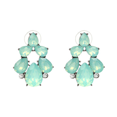 

New Sweety Crystal Opal Stone Stud Earrings Rhinestone Piercing Earrings Women Wedding Flower Jewelry 6 Colors J50171