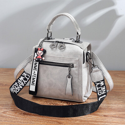 

Bag girl fashion uses texture double shoulder backpack soft Han hundred oblique satchel ins single shoulder handheld