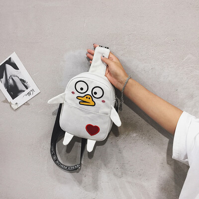 

Ins summer new cute cartoon canvas chest bag 2019 new Korean Joker leisure bag slung over womens bags