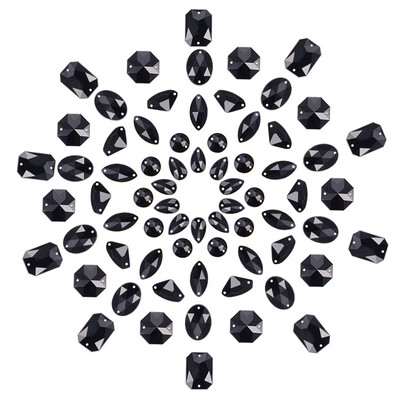 

PH PANDAHALL 70 Pcs 7 Styles Black Crystal Acrylic Sew on Rhinestone Flatback Sewing Stones