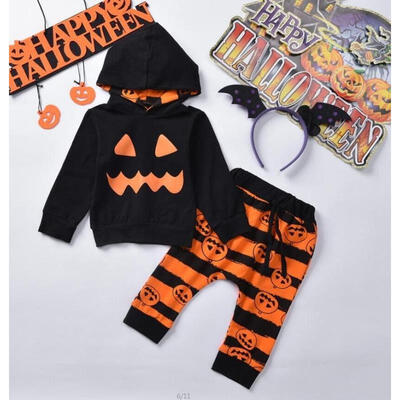 

Kids Baby Boy My First Halloween Hooded Sweater TopPumpkin Long Pants 2Pcs Outfits Set