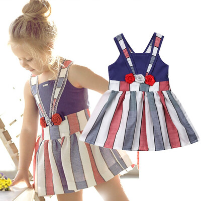 

Cute Toddler Kid Baby Girl Striped Clothes Sundress Princess Tutu Dress Skirt