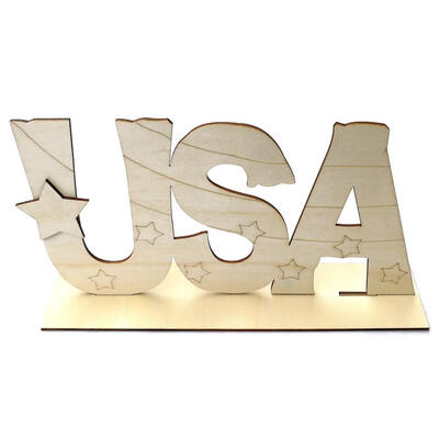 

Wooden American Independence Day DIY English Alphabet Home Decoration Craft