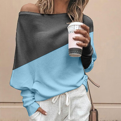 

Roseonmyhand Women Off Shoulder Knitted Top Pullover Loose Batwing Long Sleeve Sweater Jumper