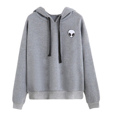 

2017 Hot Apring Women Casual Alien Print Hoodies Unisex Lapel Hooded New Sweatshirts Pullovers Turn-down Collar