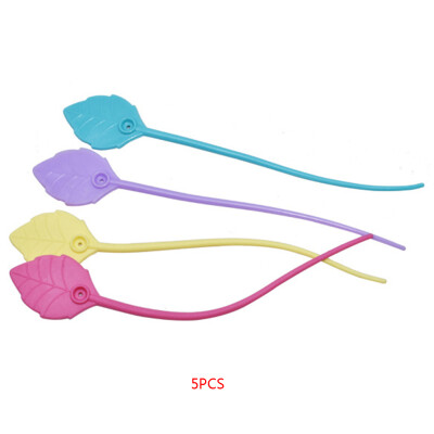 

5pcs Leaf Shaped Wire Cable Silicone Sealing Clip Food Storage Bag Tie Household Sealing Clamp