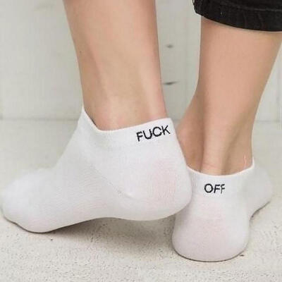 

FUCK OFF Letter Print Funny Socks For Men Women Casual Low Cut Cotton Ankle Boat Socks For Sports