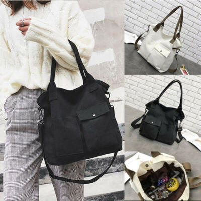 

Women Canvas Shopping Shoulder Bags Button Cross body Tote Handbag Handle Bag US