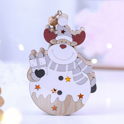 

Tailored LED light Christmas Tree snowman Wooden Pendants Ornaments Xmas DIY Wood Crafts