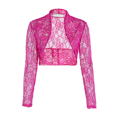 

2019 Plus Size Women Casual Long Sleeve Cardigan Jacket Fashion Floral Lace Blouse Coat Women Solid Color Short Jacket