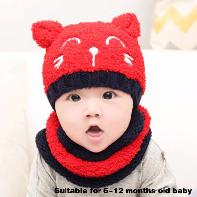 

1 Set Baby Toddler Girls Boys Warm Hat Winter Beanie Hooded Scarf Earflap Knitted Cap Baby Gifts