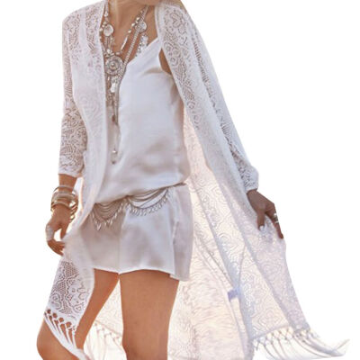 

Women Lace Beach Dress Long Sleeves Sunshine Resistant Bikini Smock Cardigan