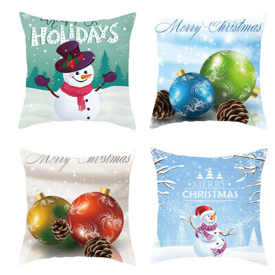 

Siaonvr 4PC Merry Christmas Short Plush Pillowcase Sofa Pad Set Home Decoration 18x18 In