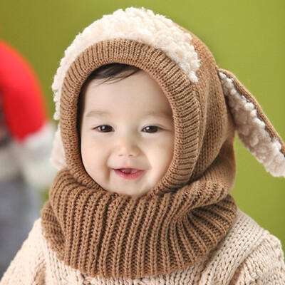 

Winter popular childrens scarf puppy shawl super soft wool baby ear cap warm knit linking cap