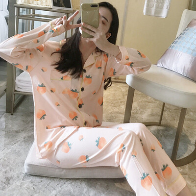 

Womens Fruit Print Lomg Sleeve Top Pants Pyjama Sets Sleepwear Lounge Suits