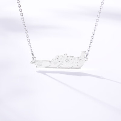 

Challenge Contempt Victory Hand Charm Necklace Jewelry Accessories Finger-guessing Game Pendants Necklaces for Women Men