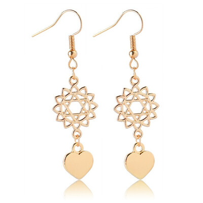 

Women Gold Hallow Heart An Star Drop Earrings Fashion Gift For Lover Beach Earrings Female Women Handmade Wedding Jewelry