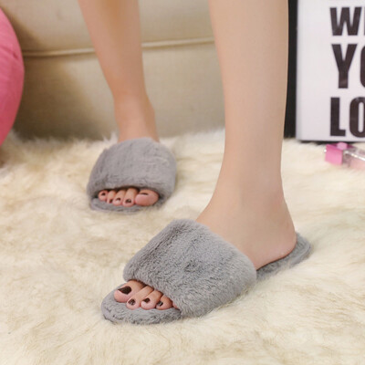 

Rose Womens Ladies Slip On Sliders Fluffy Faux Fur Flat Slipper Flip Flop Sandal