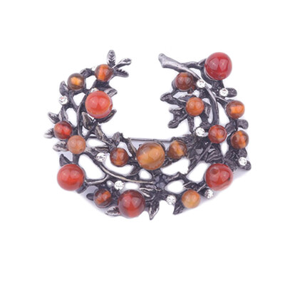 

New Style Stone Bouquet Plant Leaf Brooches Vintage Women Brooch With Wedding Scarf Pins Up Fashion Jewelry