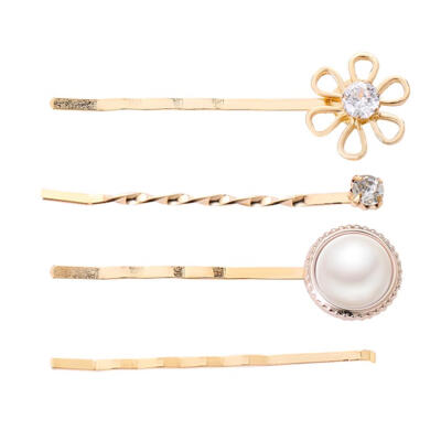 

4pcs Pearl Hair Clip Set Bobby Pin Barrette Hairpin Headdress for Women