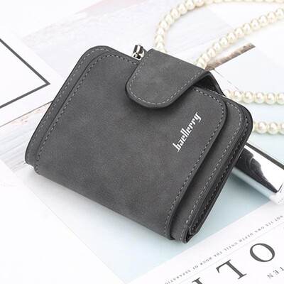 

Women Short Wallet Scrub PU Leather Zipper Card Holder Interior Pocket Multifunctional Solid Color Fashion Purse