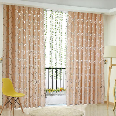 

2m Semi Blackout Curtain Simple Vine Leaf Pattern Partition Window Decor