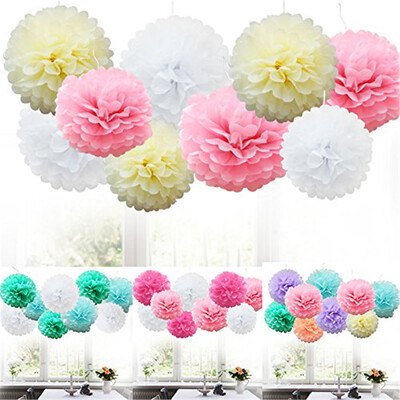 

Tailored 9pcs Tissue Paper Pompoms Flower Balls Fluffy Christmas Wedding Party Decoration