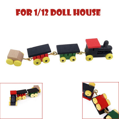 

YIWULA112 Doll house Miniature Wooden Carriages&Train Toy Set Model Home Decor