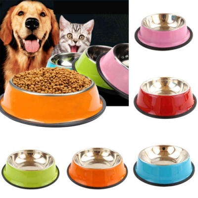 

Pets Dog Cat Puppy Anti Skid Stainless Steel Travel Feeding Food Water Bowl