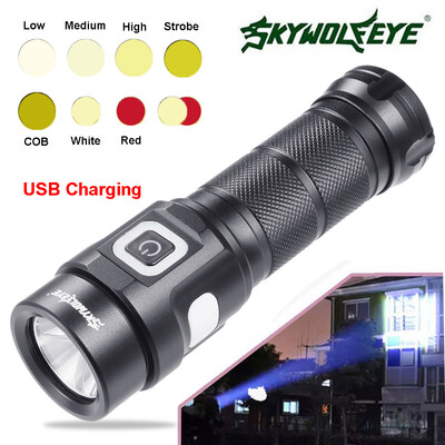 

Saidsome Portable L2COB 5 Modes USB Rechargeable LED Flashlight Torch Super Bright flashlight lamp