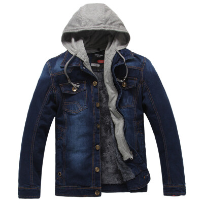 

Gobestart Mens Autumn Winter Casual Hooded Wash Distressed Denim Jacket Coat Top Blouse