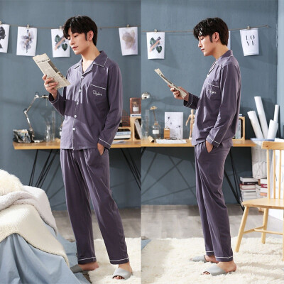 

Cotton Pajama Set for Men Comfy Sleepwear Pajamas Mens Sexy Modern Style Soft Cozy Plus Size Nightgown Pyjamas for Autumn Spring