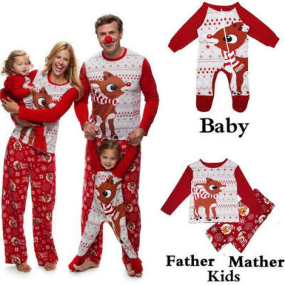 

USA Family Matching Christmas Pajamas Set Adult Unsex Kids Sleepwear Nightwear