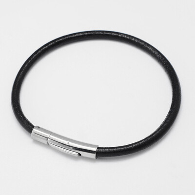 

Leather Cord Bracelet Makings with 304 Stainless Steel Bayonet Clasps Black 212x4mm