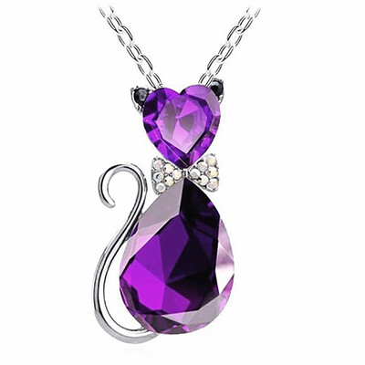 

Luxury Wedding Bridal Women Cat Rhinestone Charm Pendant Necklace Party