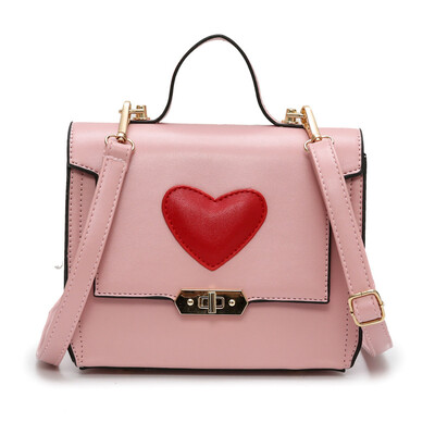 

Square Handbag Women 2019 Simple Heart Cute Young Girl Tote Bag Fresh Design Lady Shoulder Oblique Small Messenger Crossbody Bag