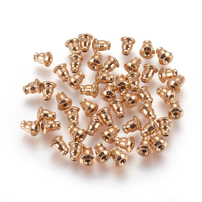 

304 Stainless Steel Ear Nuts Rose Gold 5x5x6mm Hole 05mm