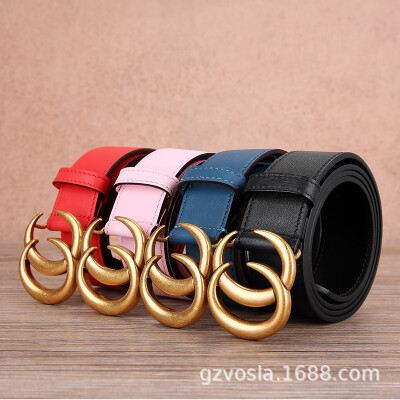 

Alloy buckle pants belt inch five-layer leather belt mens simple Korean version of the retro pin buckle trend pants bel