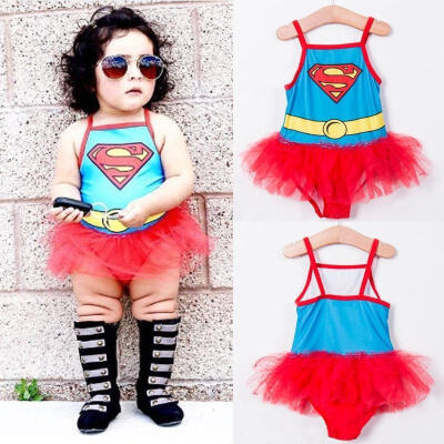 

New Superman Kids Girls Bikini Bathing Swimming Swimwear Swimsuit Costume Age 2-6Y