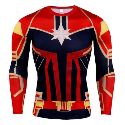 

3D Super Hero T-shirt Carol Danvers Long Sleeve Cosplay Tee