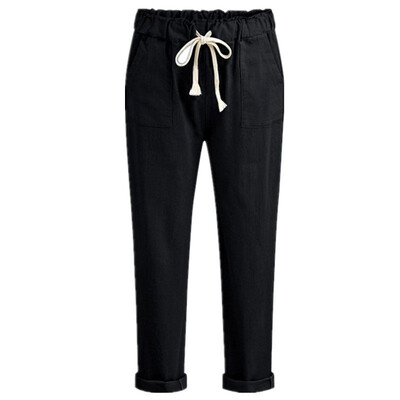 

Casual Trousers Women Elastic Waist Pockets Loose Pants Leisure Long Pants